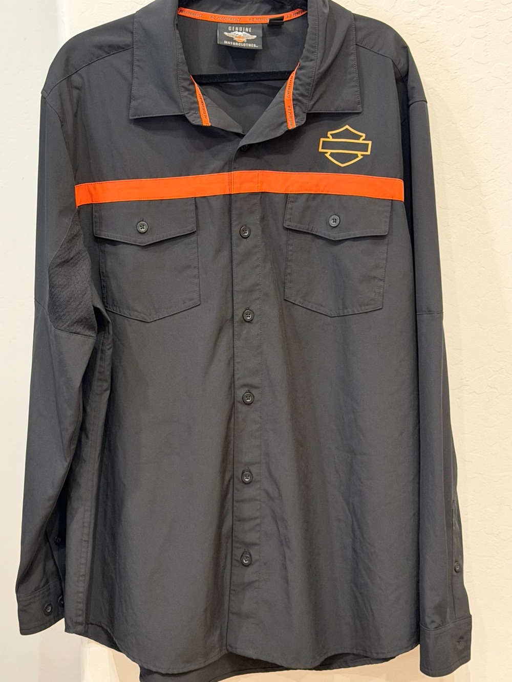Harley-Davidson Black Long-Sleeve Shirt Jacket with Orange Stripe